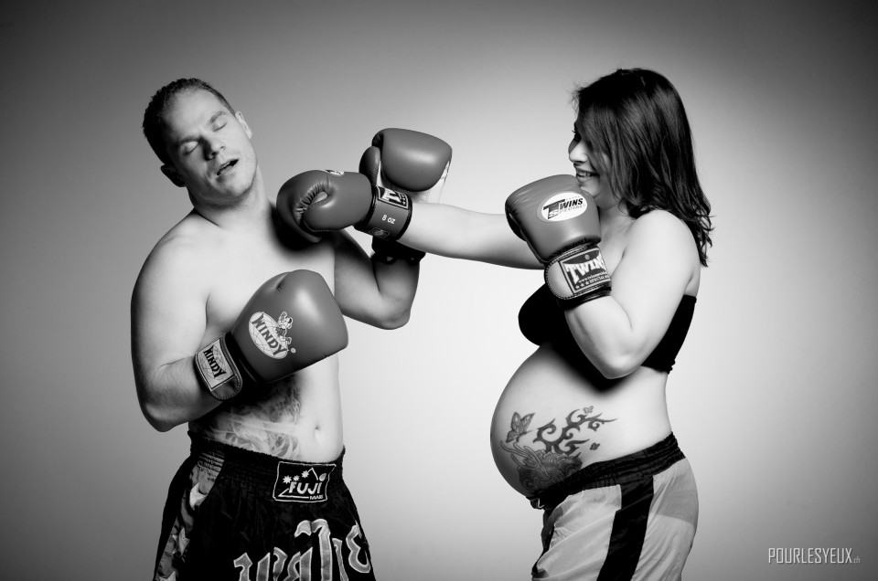 photographe geneve femme enceinte boxe nb